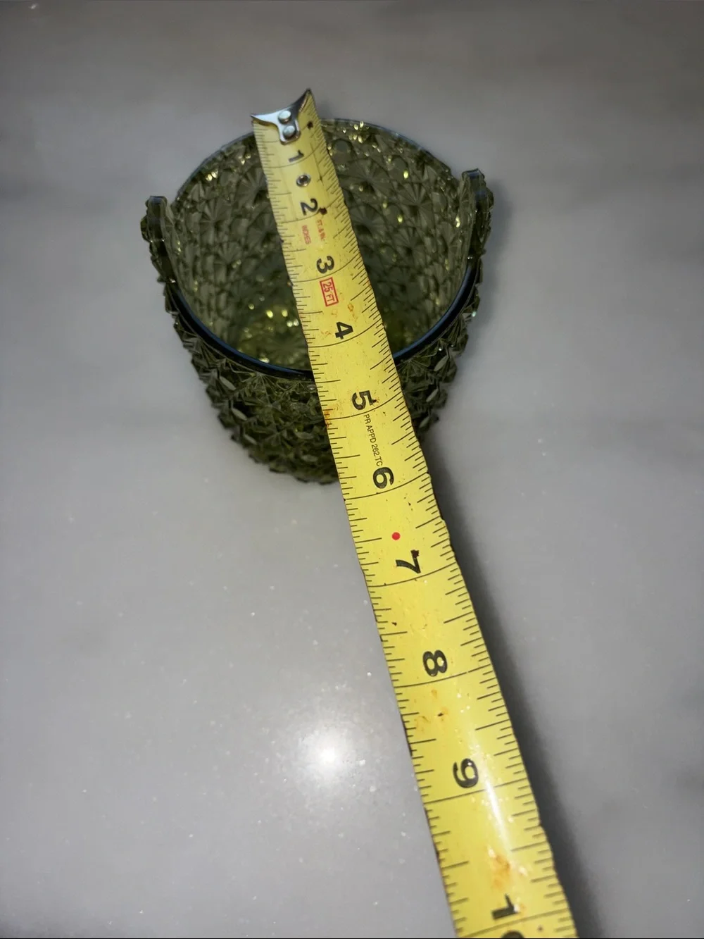 Fenton Olive Green Pressed Glass Ice Bucket - Decorative Table Accent